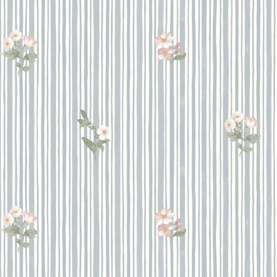 Papier peint rayé gris Martha Martha Garden