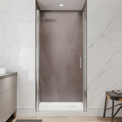 36"-38"W X 72"H Semi-Frameless 180° Rotatable Pivot Shower Door With 1/4 Inches Tempered Glass