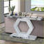 Table basse hexagonale moderne en cristal pour le salon, rangement en verre étincelant à deux niveaux L 55 po x l 14,17 po x H 31,5 po