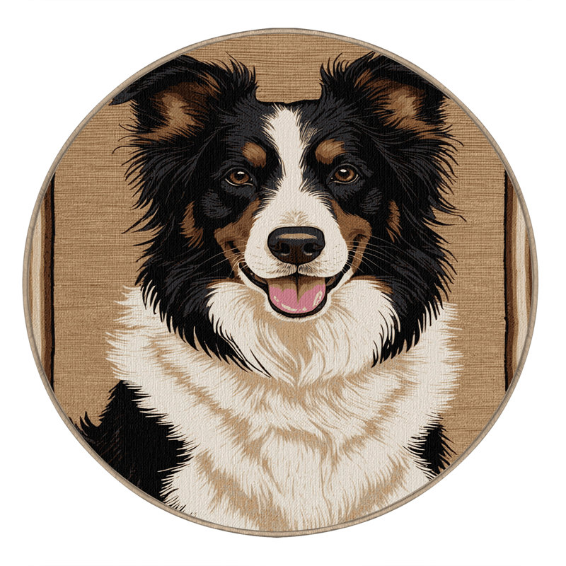  Tapis lavable Border Collie Dogs, Rond 4 pi