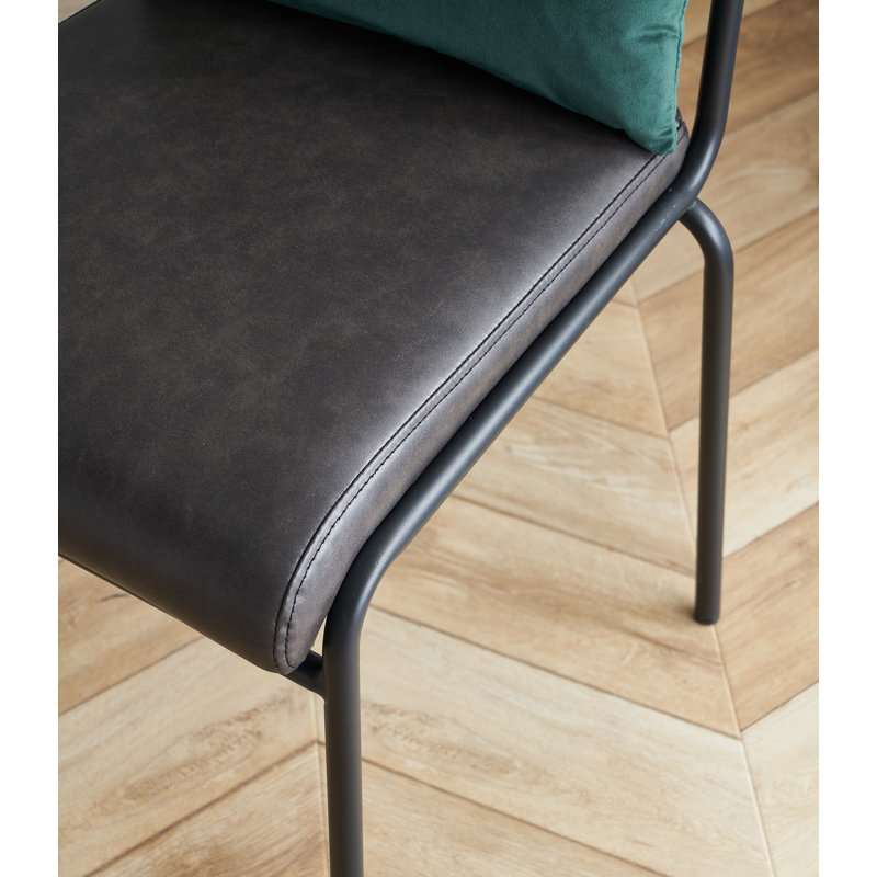Chaise d'appoint en similicuir (ensemble de 4), Ébène / vert, Noir