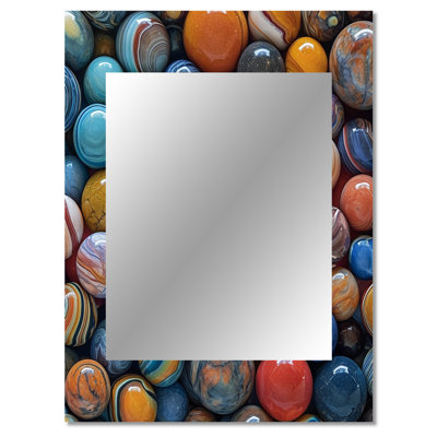 Mystical Marbles II - Abstract Shapes Large Mirror, Blue Unique Wall Mirror Decor, Printed Metal Art
