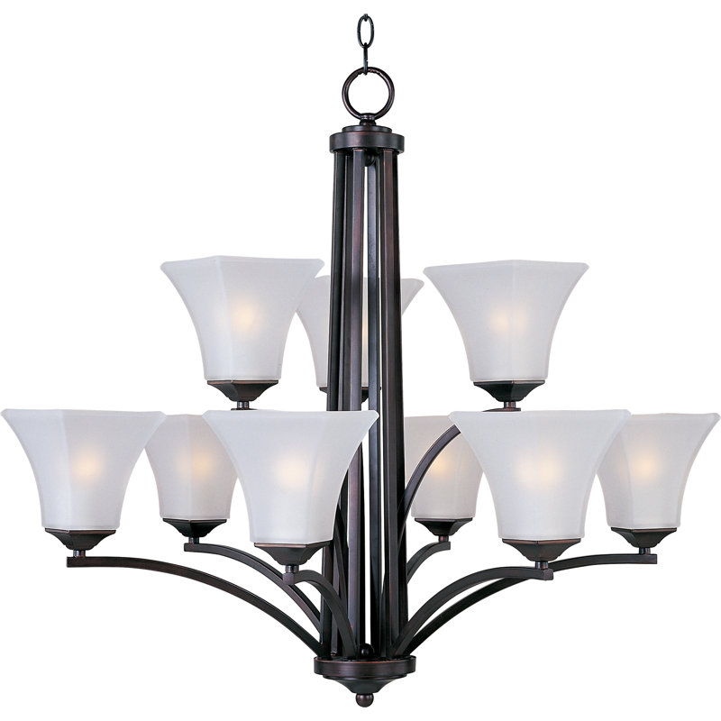 Lustre à niveaux ombrés 9 lumières Weedman, Bronze huilé