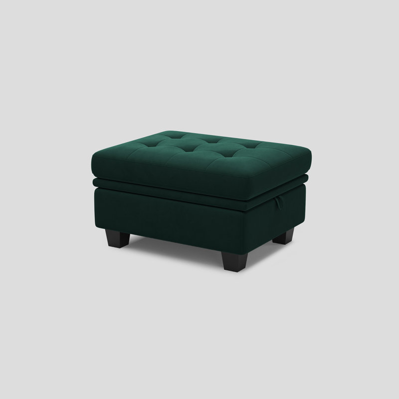 Shavera Upholstered Multifunctional Removeable Storage Ottoman, Green