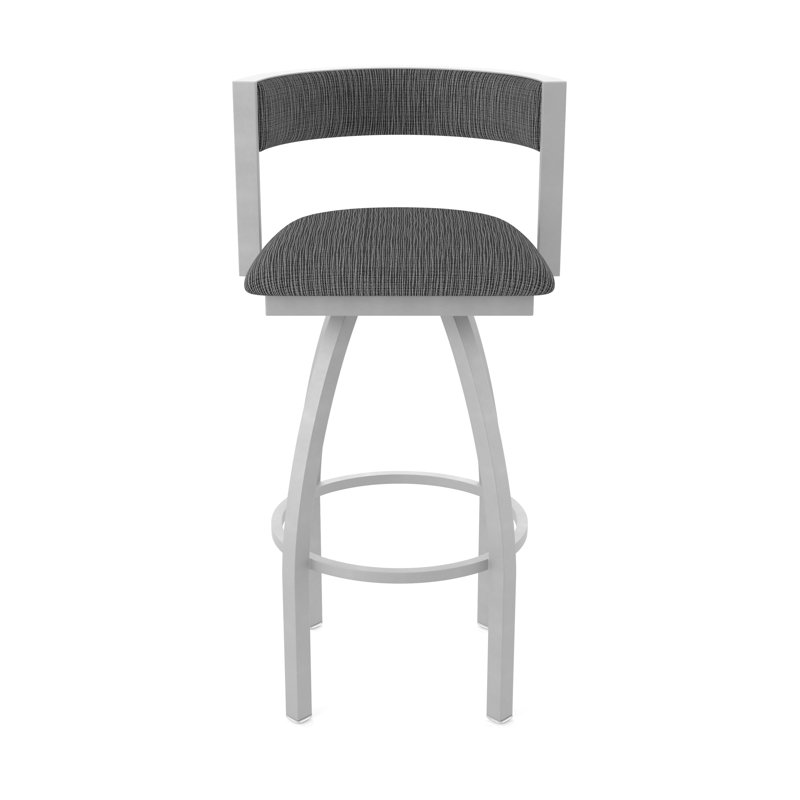 Tabouret Artémis, Tabouret de bar (siège d'une hauteur de 30 po), Nickel anodisé, Tissu - charbon graphique