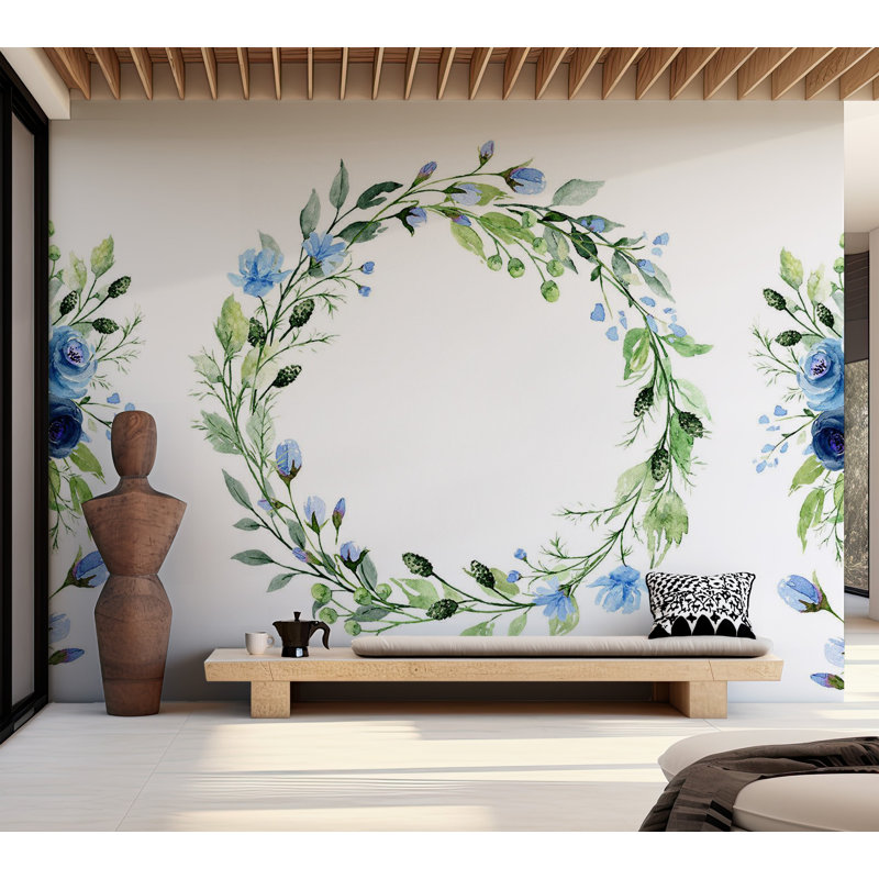 Adhésif mural floral Paitynn, Vert, L 135 po x L 96 po