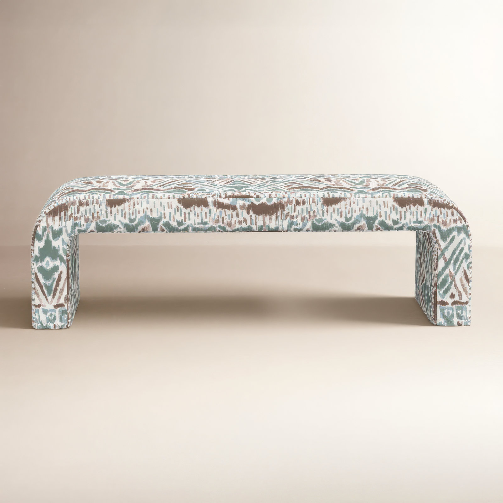 Barley 50" Bedroom Bench, Kara Ikat Blue Mist
