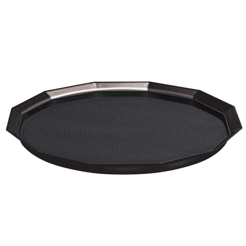 Plateau en acier inoxydable à douze côtés, H 1,75 po x l 16 po x P 16 po, Noir