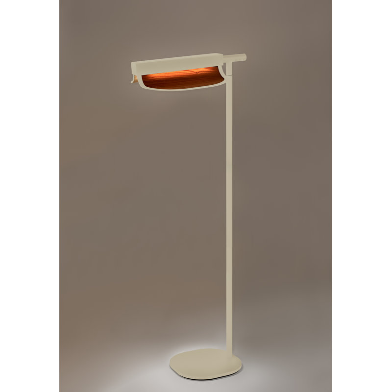 Omma LED Floor Lamp, Matte Black, Natural Cherry