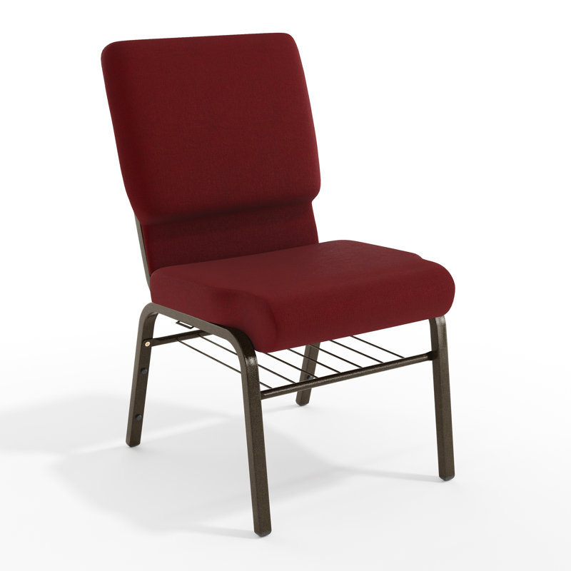 Chaise d'église en tissu 18,5 po Bernardston, Métal avec veines dorées, Bourgogne