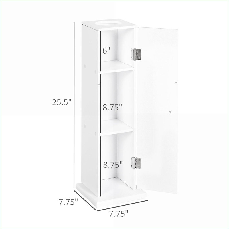 Cabinets | Modern Country Small Corner Floor Cabinet, Toilet Paper Organizer with Doors &amp; Shelves, Matte White | Engineered Wood | Bathroom
