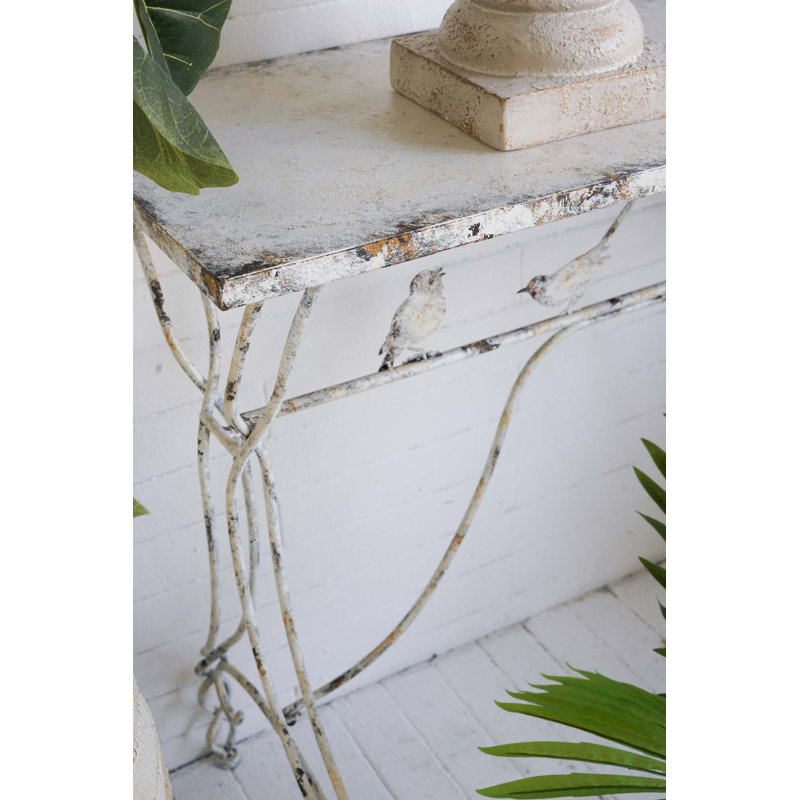 Console Table with Distressed Iron Twisted Legs