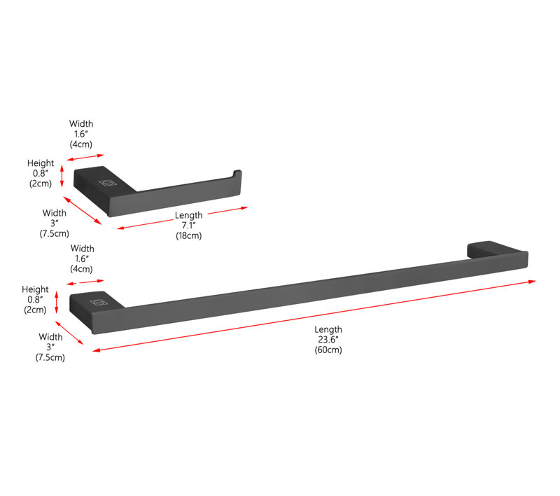 Matte Black Stainless Steel 2-Piece Bathroom Hardware Set