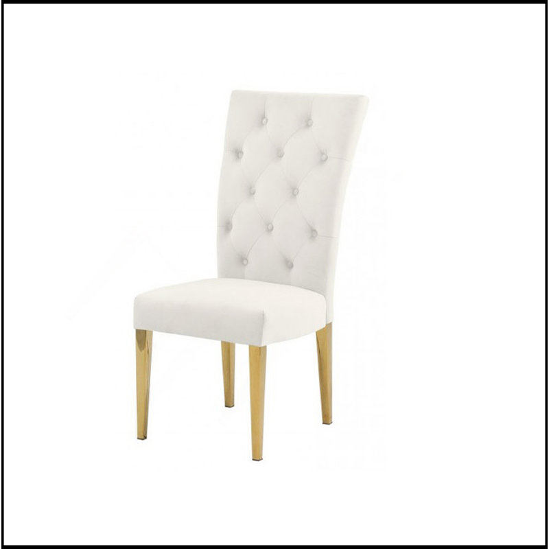 Ensemble de 2 chaises de salle à manger rembourrées Modern Velvet, Crème, crème
