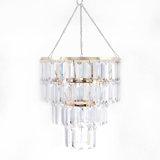 Plug-In Chandelier Ceiling Light With Crystal Beads, Adjustable Hanging Cord, On/Off Switch, Ready-To-Hang Pendant For Home Decor
