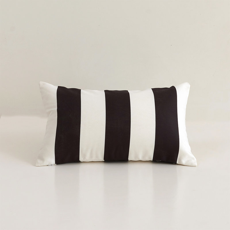  Set of 2 Polyester Indoor/Outdoor Stripes Throw Pillows Covers 12"x20" Lumbar support, Rectangle 12"H x 20"W, Polyester