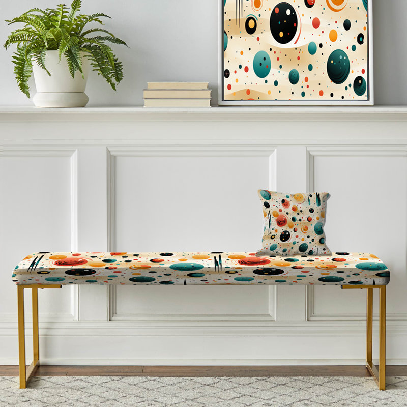 Banc rembourré géométrique doré, Minimalisme cosmique