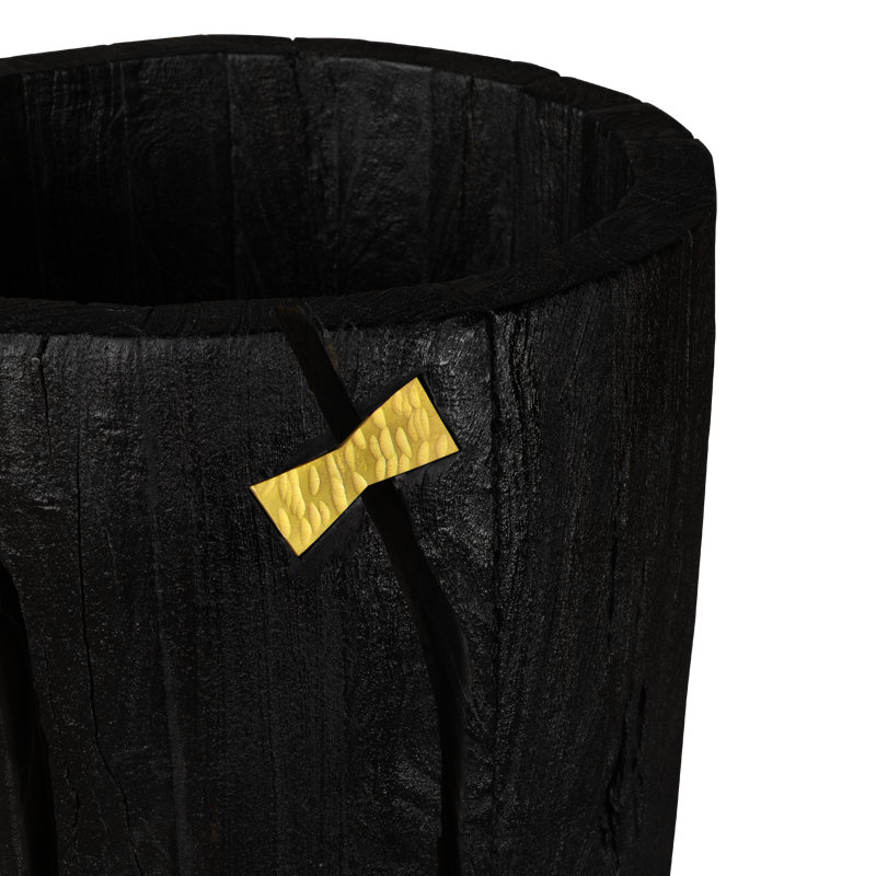 Obsidian Heirloom Planter (Med) ~ A bold fusion of ebonized elegance and timeless craftsmanship, this 100% reclaimed wood pot planter brings sculptural artistry to life, transforming natural imperfections into a striking design statement.