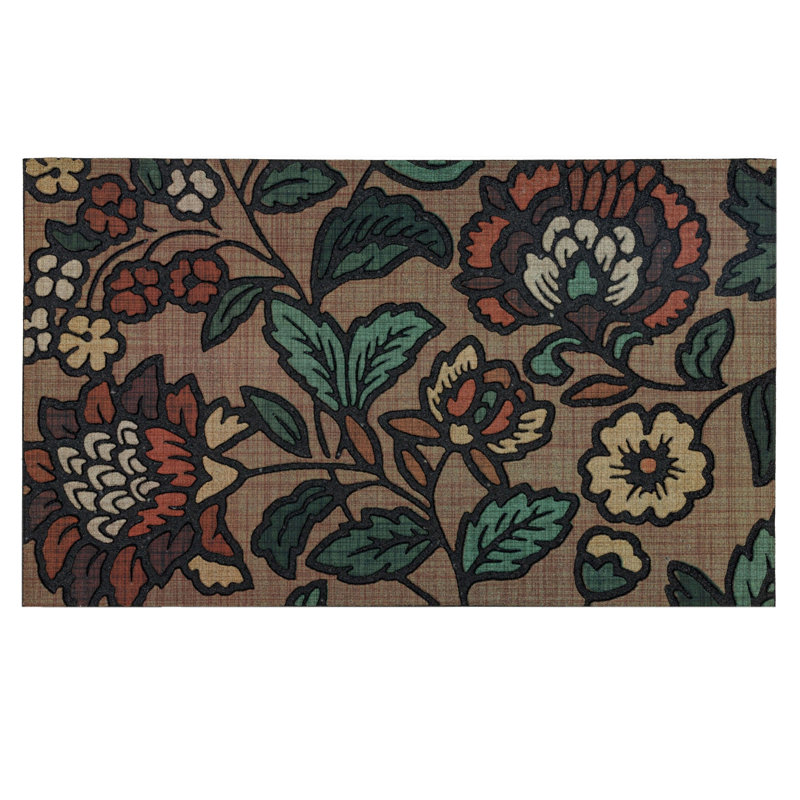Garden At Dusk Earth Floral Indoor/Outdoor Weather Resistant Non-Slip Recycled Rubber Door Mat