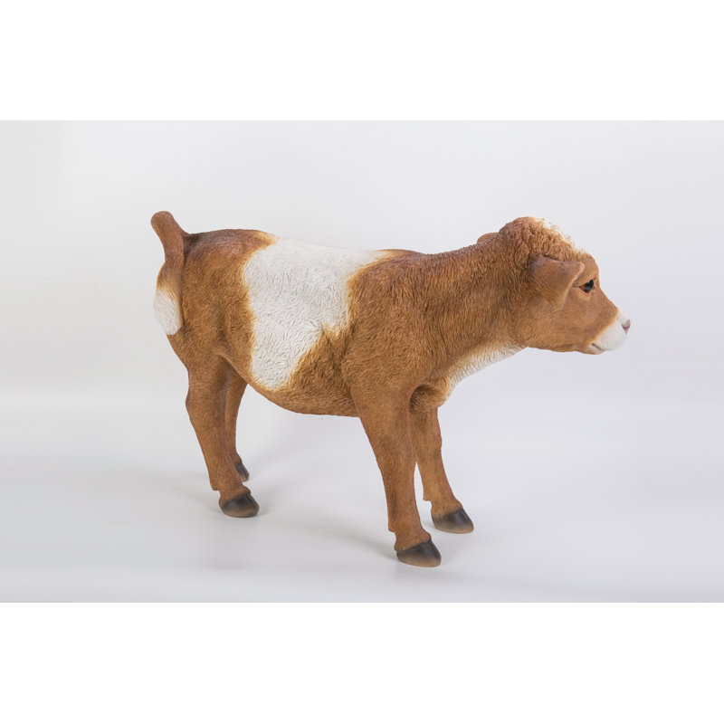 Brown and White Polyresin Standing Cow Statue