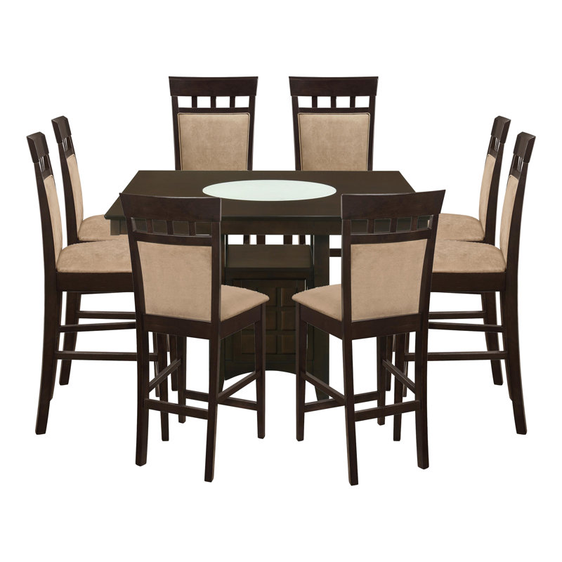 Sarwa Square Counter Height Dining Set Brown and Tan, 9