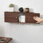 Boîte de rangement murale en bois massif noyer brun 18,90 po, prise murale et tablette de rangement pour câbles