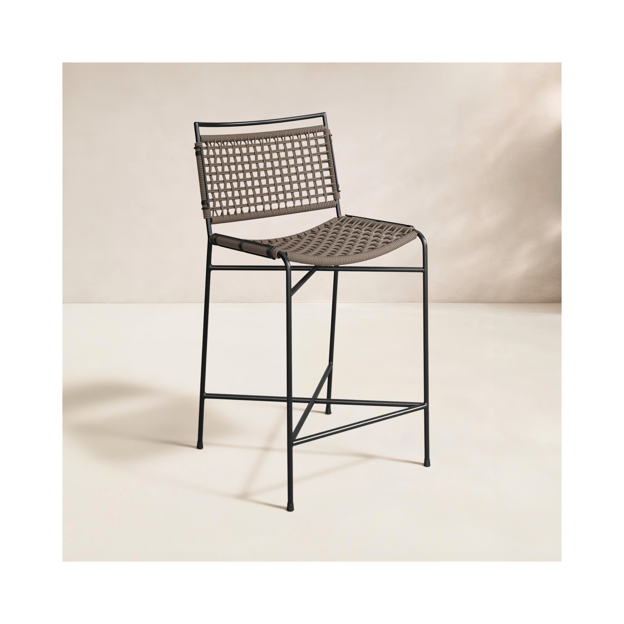 Segal Outdoor Bar Stool, 27.28" H, Earth Rope