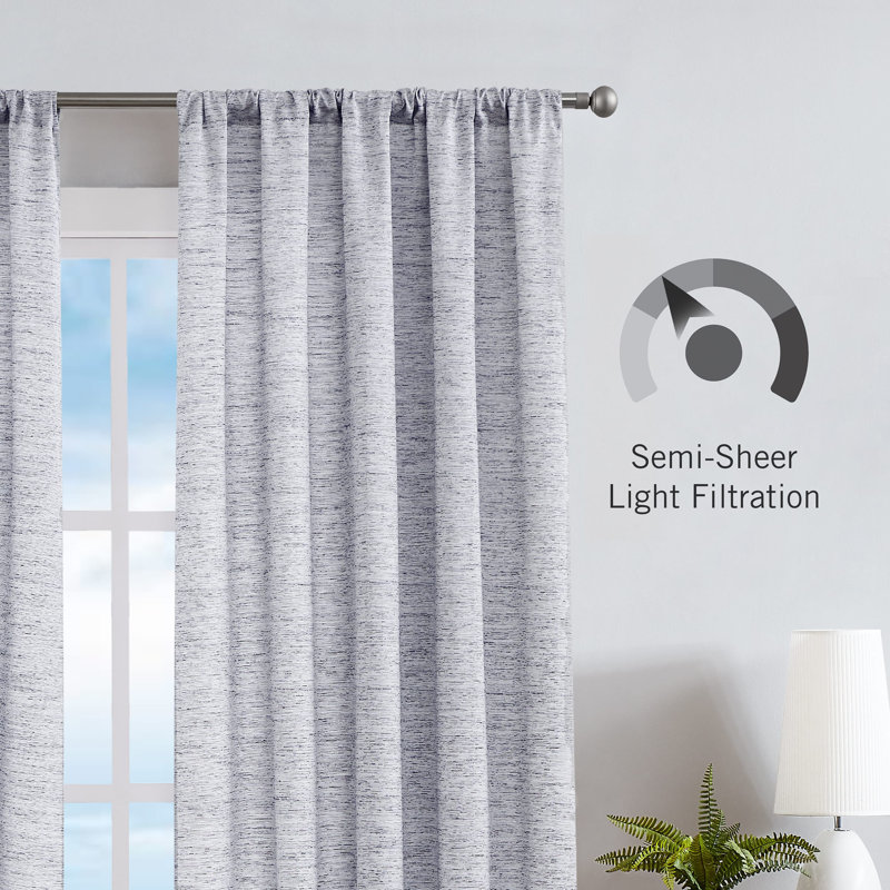 Nautica Light Filtering Rod Pocket Window Curtains Pair, Slate, 54" x 63"