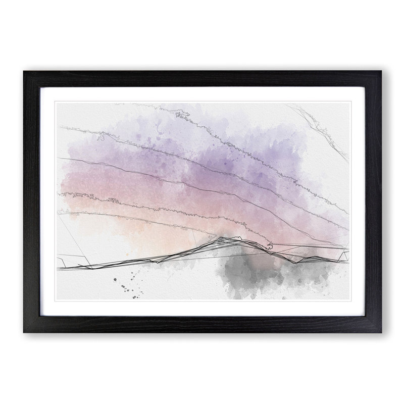 Lilac Sky Above the Mountain - Picture Frame Graphic Art Print, Black Framed, 62cm H x 87cm W x 2cm D