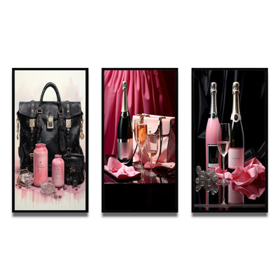 Pink Designer Bags Glamour II - 3 Piece Fashion Wall Art