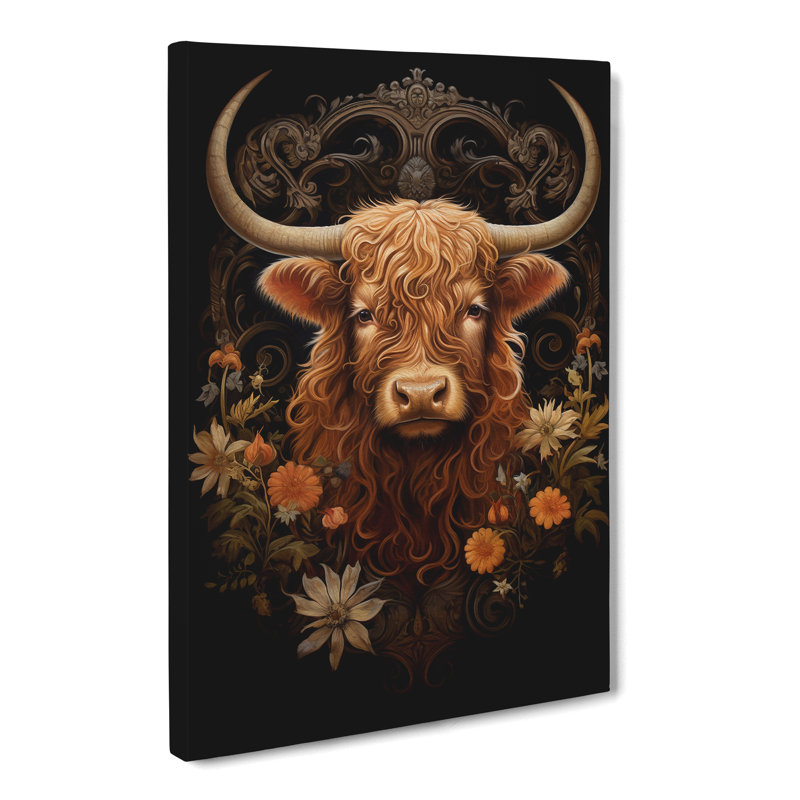 Highland Cow Baroque - Print, 50cm H x 35cm W x 3cm D