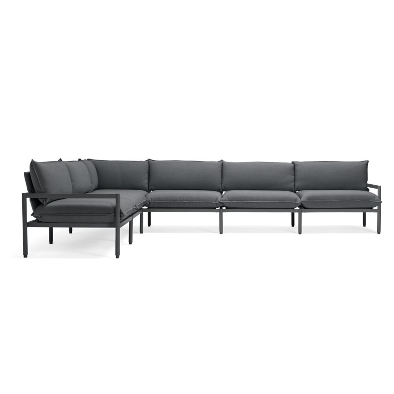 Terra 136'' Wide Reversible Powder Coated Aluminum Patio Sectional with Sunbrella® Cushions, Charcoal