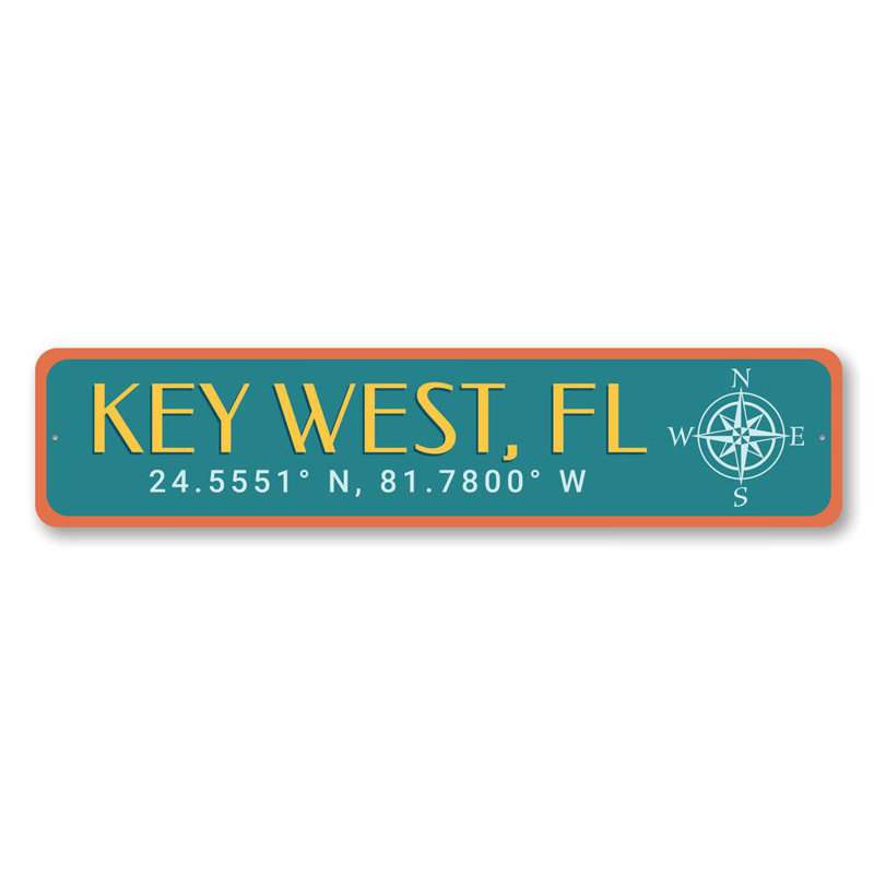 Enseigne en aluminium Key West, H 6 po x l 24 po x P 0,06 po