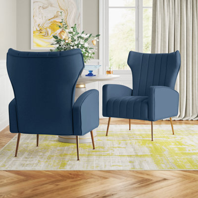 Fauteuil à oreilles en velours de 27 po de largeur Milana