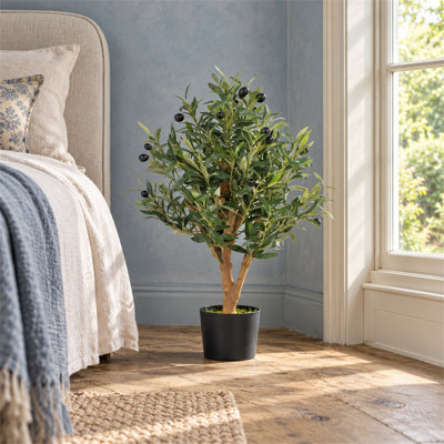 65 cm H Faux Foliage and Olive Tree Plant in Plastic Pot Liner