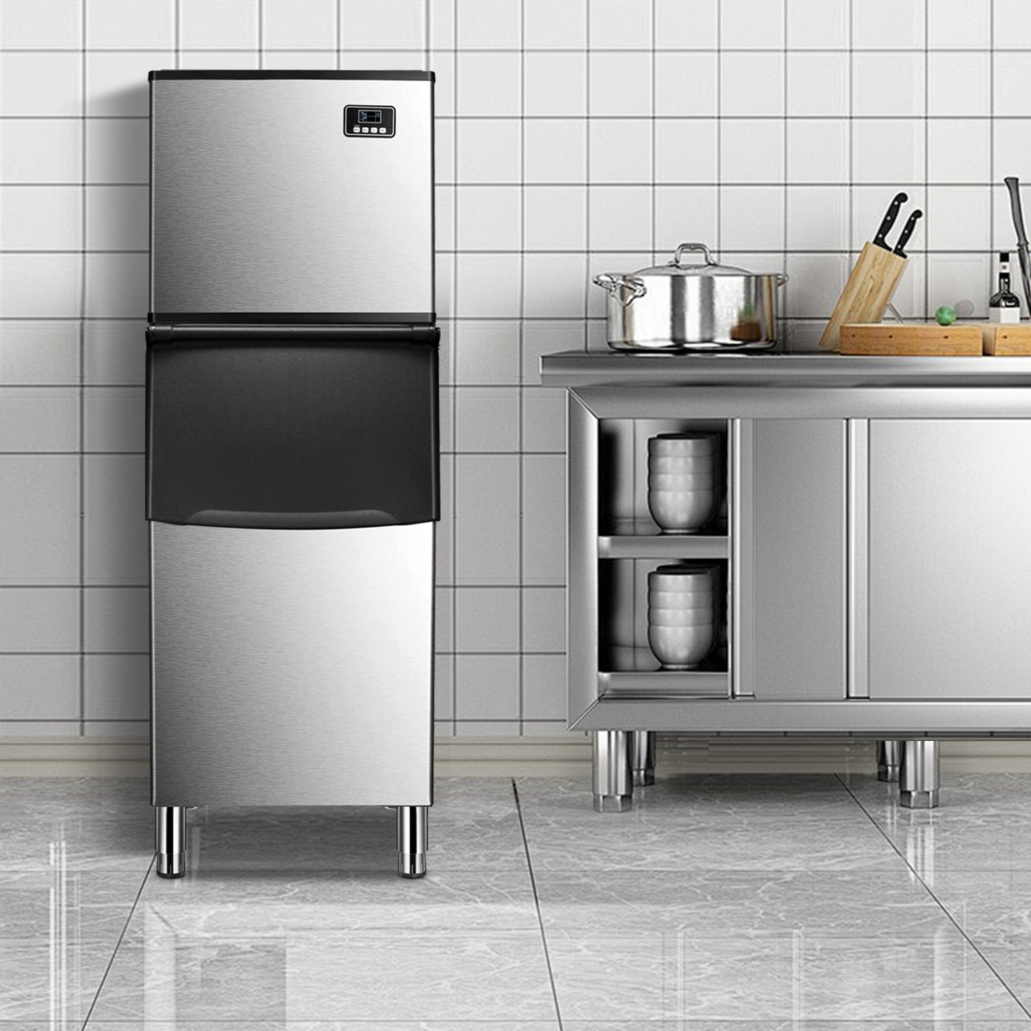 ELECTACTIC 352 Lbs/day Ice Machine Commercial, 160 Cubes Per Batch, 20 ...