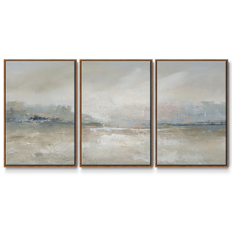 Horizon Haze - Toile encadrée à pièces multiples - 47276C, H 36 po x l 75 po x P 2 po, Cadre noyer