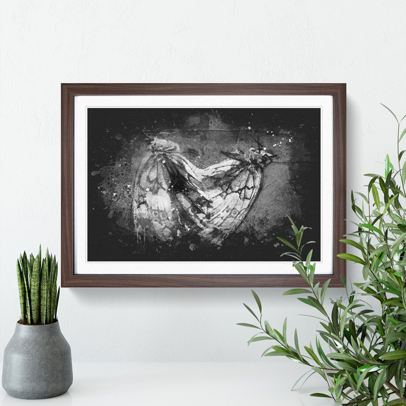 Two Butterflies - Picture Frame Graphic Art Print, Walnut Framed, 62cm H x 87cm W x 2cm D
