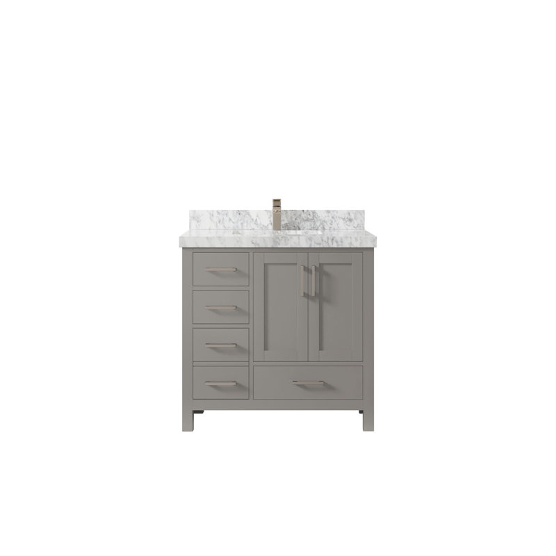 Ensemble de meuble-lavabo simple 36 po Malibu, Marbre de Carrare