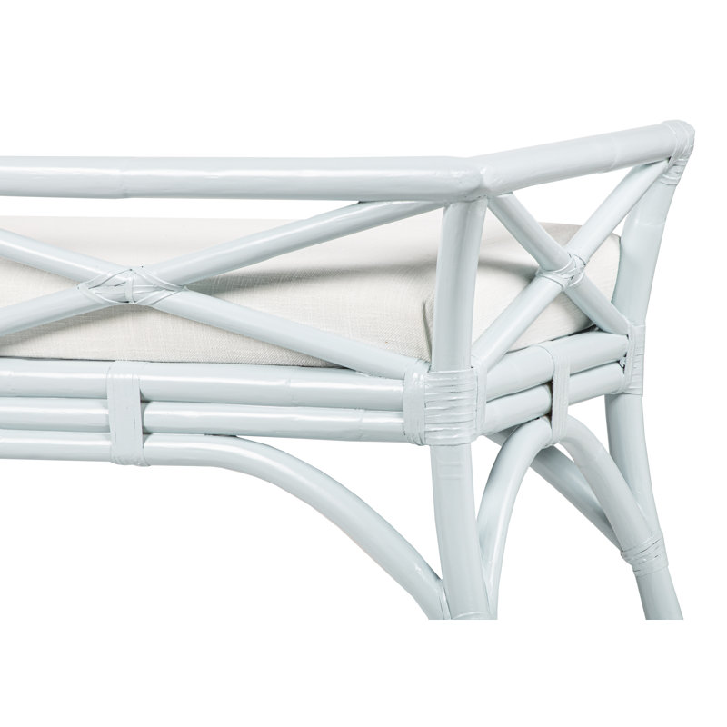 Wicker Bench, Light Blue