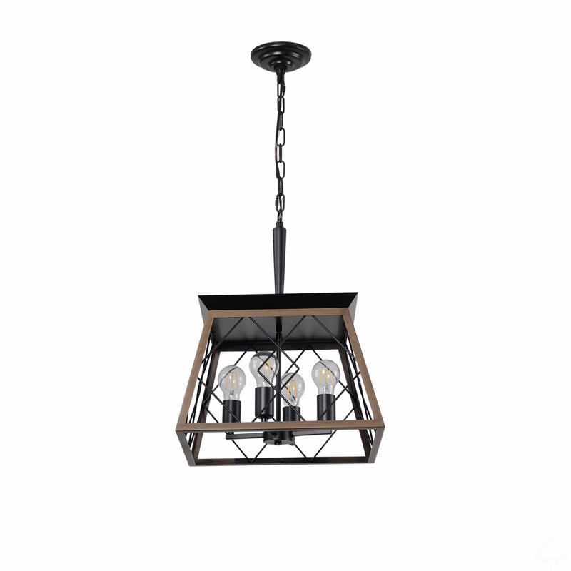 Lustre suspendu industriel 4 lumières 16 po, cage moderne en métal, lumière suspendue réglable