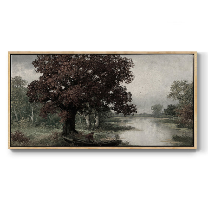 Série paysage - CDLxxxvii - Toile tendue avec châssis encadré - Prêt à être accroché, H 25 po x l 49 po, Naturel