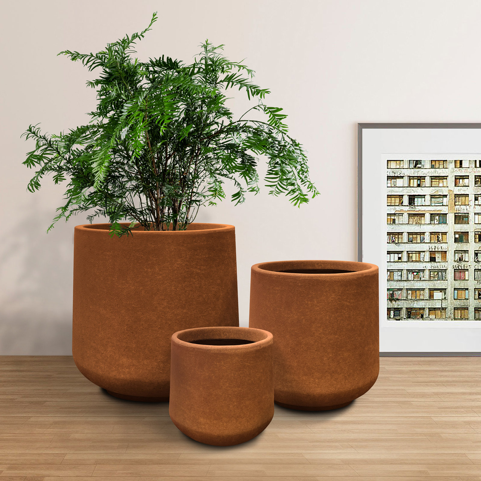 Tali 17" Pot Planter, Iron Oxide