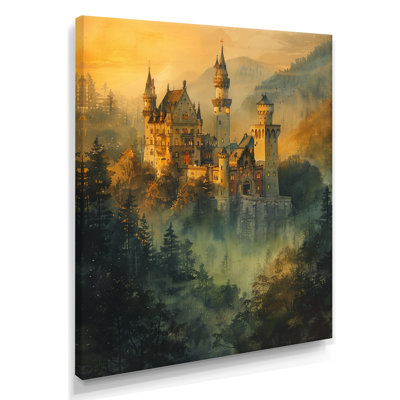 Vintage Fairy Tale Castle In Fog - Castles Wall Art