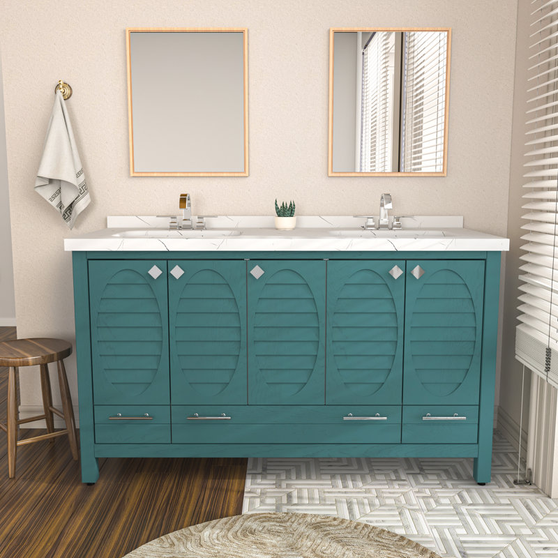 Ensemble de meuble-lavabo double 59 po Eglinton, Turquoise