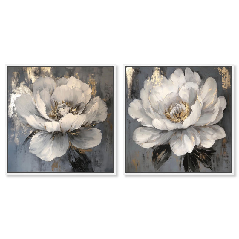 "Luxe Botanicals Art", ensemble de 2 impressions sur toile par , 21" H x 21" W, Noir