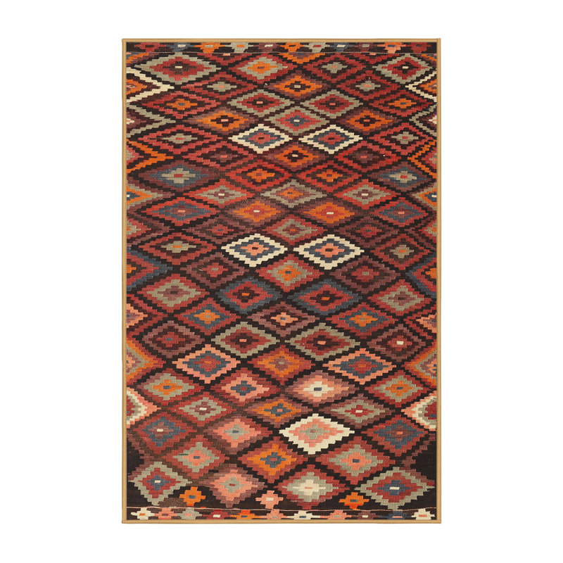 Tapis brun à motif géométrique Zabala, Rectangle 2 pi x 5 pi