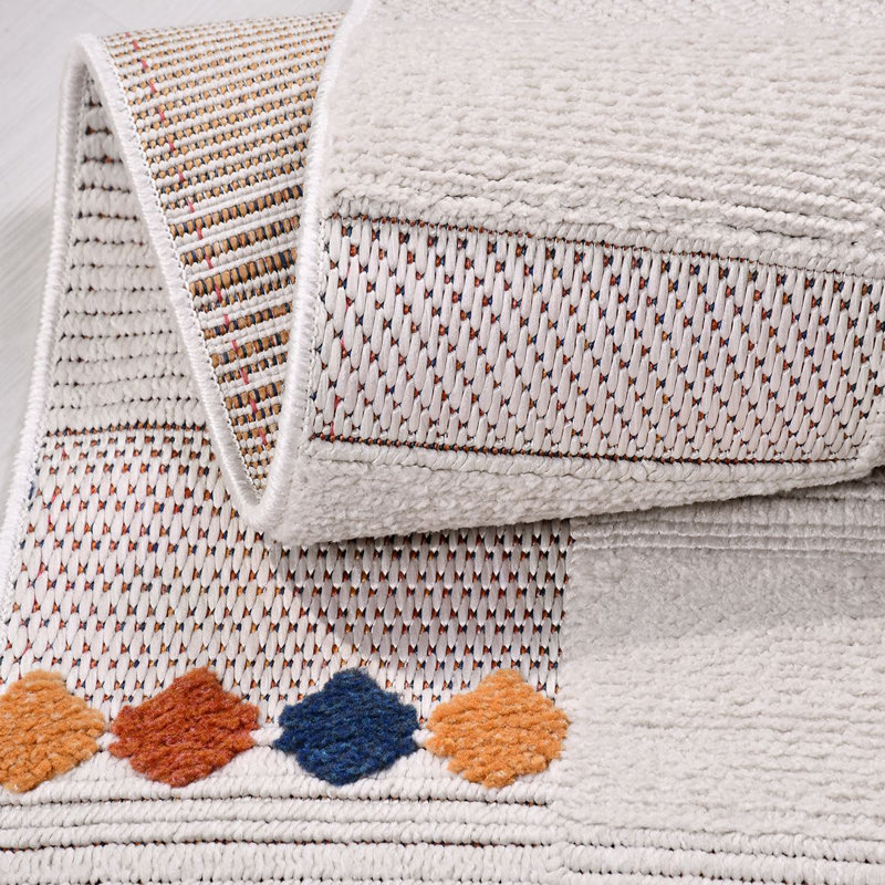 Tapis crème moderne antidérapant lavable à la machine, Rectangle 3 pi 4 po x 6 pi 7 po