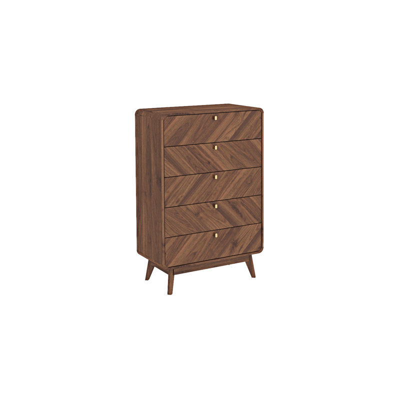 Kalmar 80cm W 5 - Drawer Chest of Drawers, Columbia Walnut