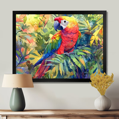 Aquarelle, perroquet sous les tropiques II - oiseau grand, art mural